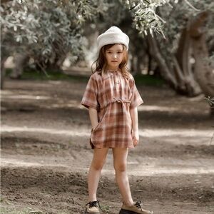 NWT RYLEE + CRU ELENI DRESS / BROWN PLAID 4-5